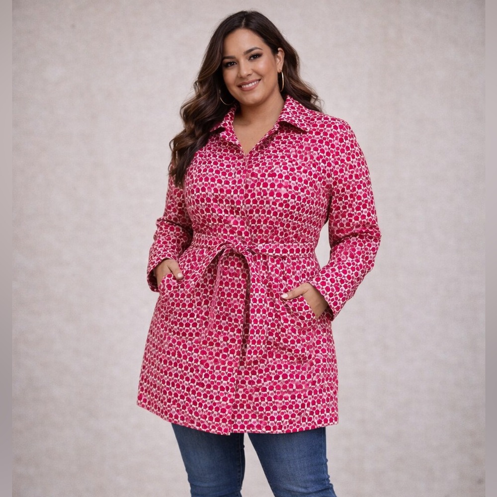 RARE GAP Raincoat- Red and Pink Retro Print XL